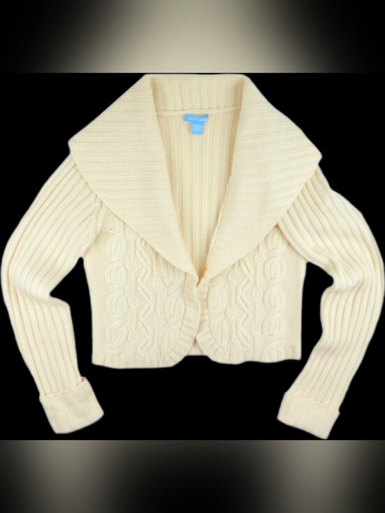 White + Warren Sweaters - Women’s 100% Cashmere Cream Shawl Collar Cable Knit Sweater